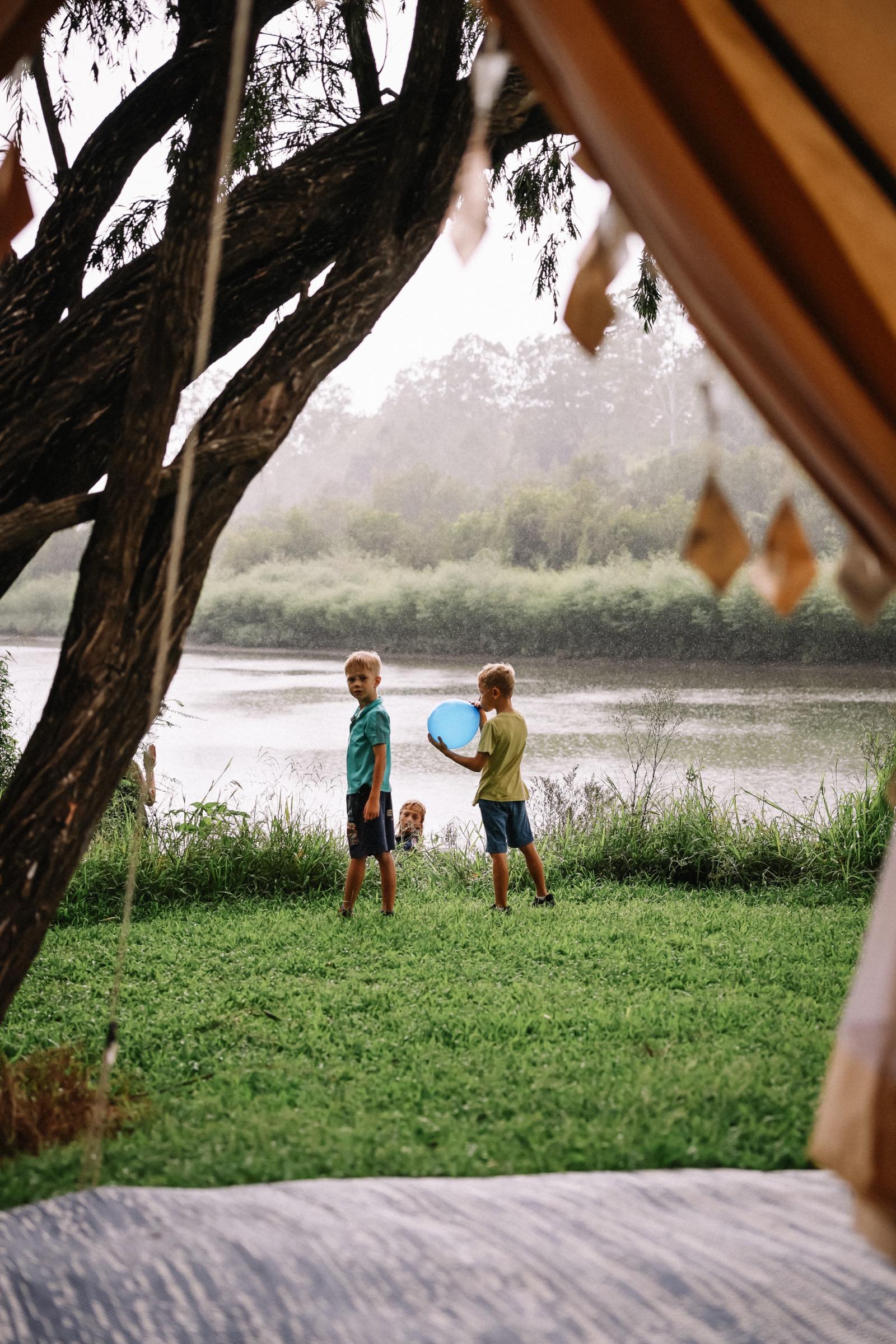 Families by the river